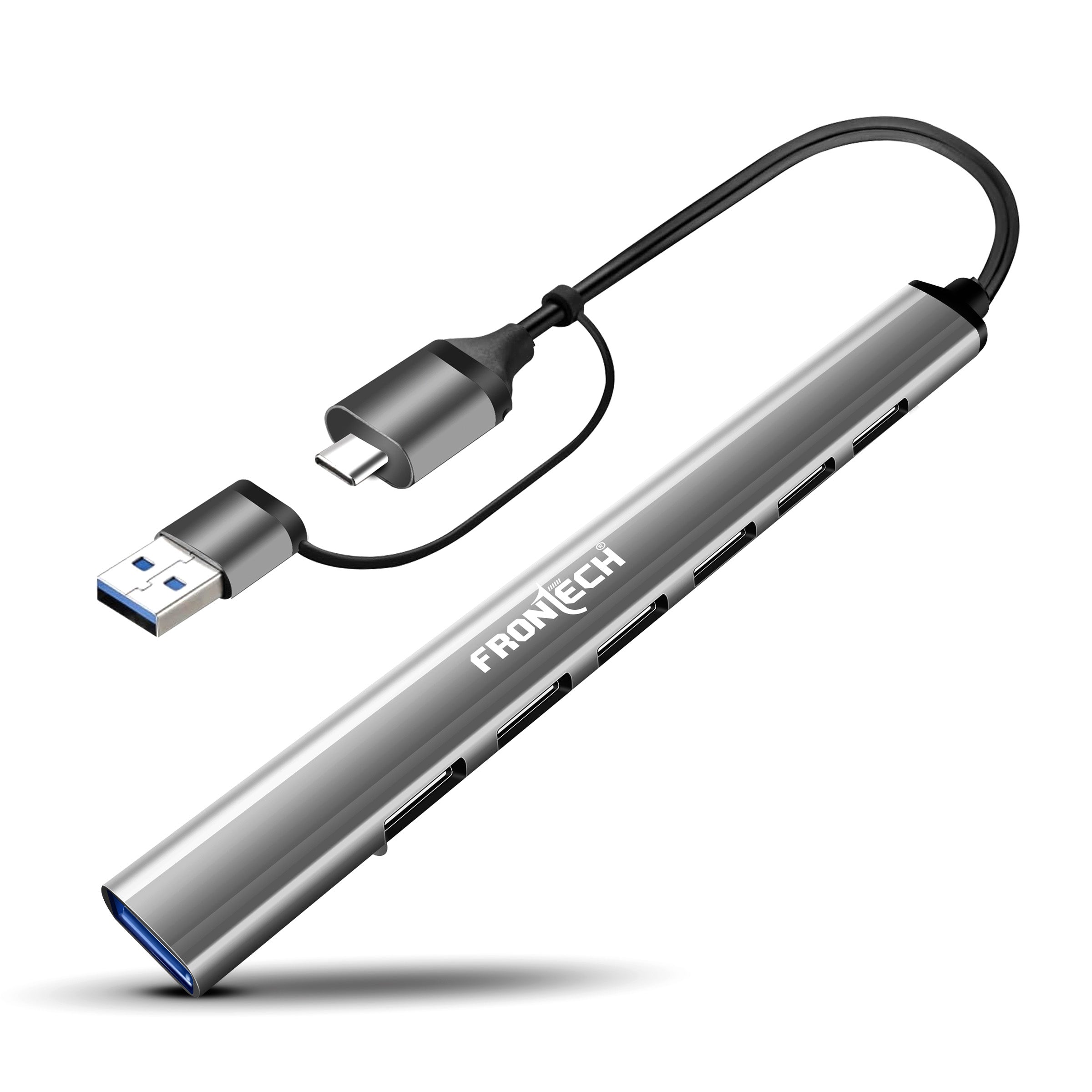 Frontech Type C+A 7 in 1 USB Hub, Upto 5GBPS DataTransfer Speed,Dedicated Card Reader & Micro SD Slot, Universally Compatible with All USB,Speaker,Laptop,Hard Drive,15cm Cable (NC-0043) Frontech Type C+A 7 in 1 USB Hub, Upto 5GBPS DataTransfer Speed,Dedicated Card Reader & Micro SD Slot, Universally Compatible with All USB,Speaker,Laptop,Hard Drive,15cm Cable (NC-0043)